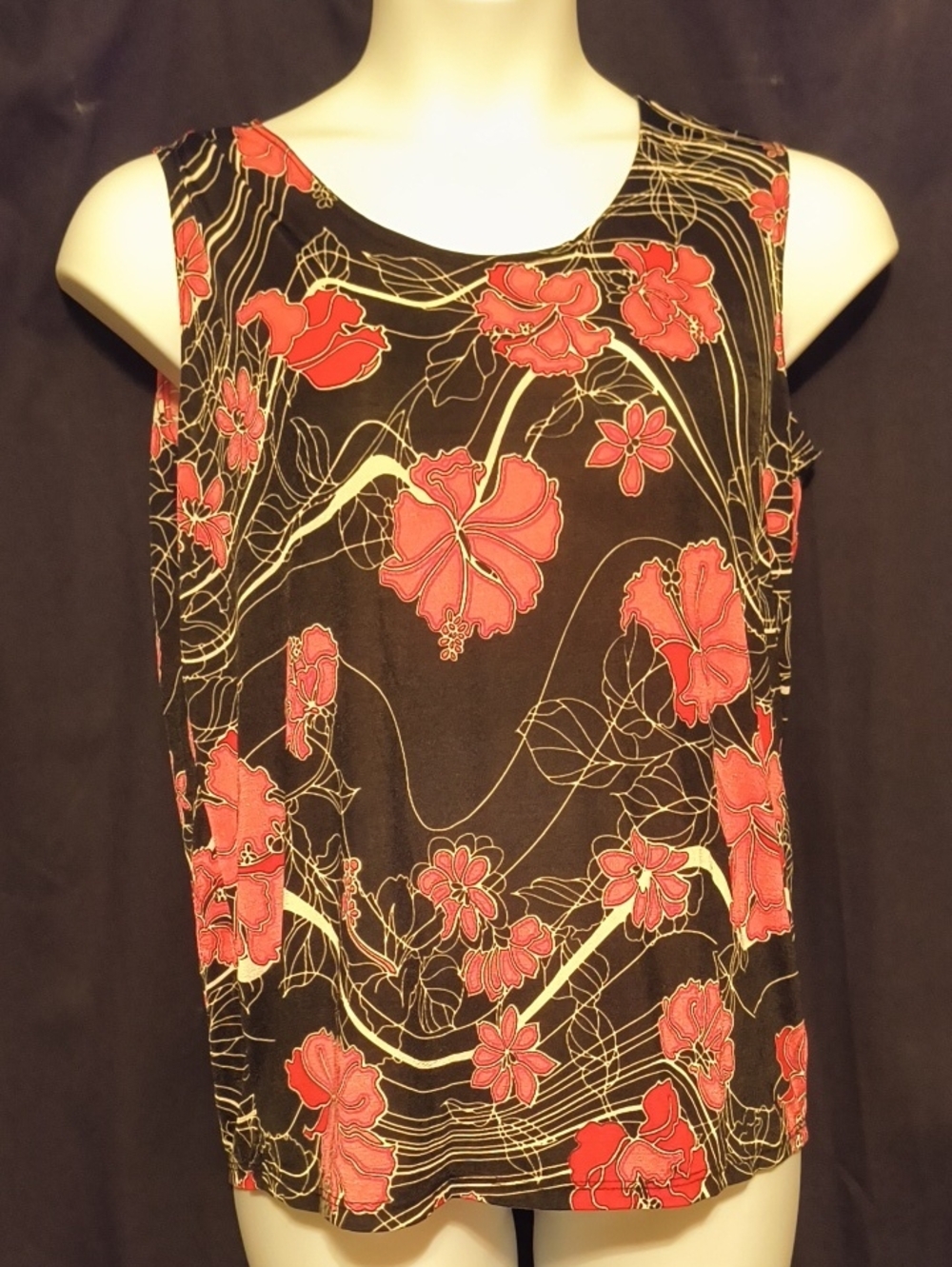 Diamond Supply Co. Black Tank with Fushia Floral Print #0119